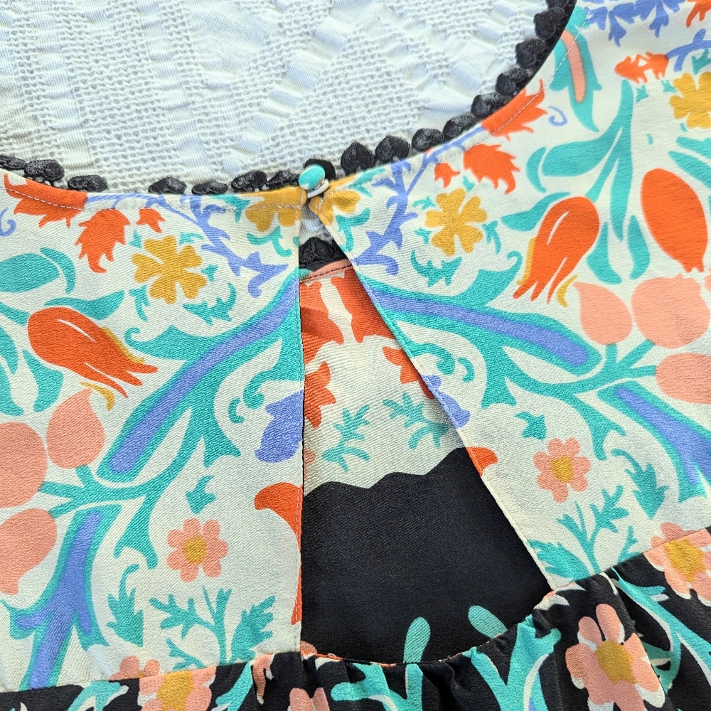 Anthropologie Maeve Silk Floral Folkart Kimono Top - Picture 7 of 9